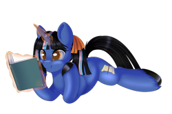 Size: 3000x2000 | Tagged: safe, artist:xcinnamon-twistx, oc, oc:azzy, pony, unicorn, book, cute, high res, lying down, magic, prone, reading, simple background, solo, telekinesis, transparent background