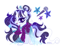 Size: 1920x1523 | Tagged: safe, artist:afterglory, oc, pony, unicorn, adoptable, female, magical lesbian spawn, mare, microphone, offspring, parent:coloratura, parent:princess luna, parents:coloraluna, simple background, solo, transparent background