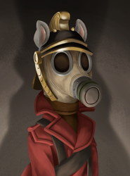 Size: 1834x2480 | Tagged: safe, alternate version, artist:thescornfulreptilian, oc, anthro, clothes, gas mask, male, male oc, mask, solo