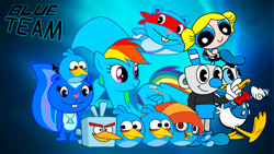 Size: 1192x671 | Tagged: safe, artist:fanvideogames, rainbow dash, bird, bluebird, duck, flying squirrel, human, pegasus, pigeon, pony, skunk, squirrel, g4, angry birds, angry birds space, angry birds stella, blue, blue bird, bubbles (powerpuff girls), crossover, crowned pigeon, disney, donald duck, extraterrestrial bird, female, happy tree friends, ice bird, jake (angry birds), jay (angry birds), jim (angry birds), male, mugman, petunia (happy tree friends), splendid, the powerpuff girls, western crowned pigeon, willow (angry birds)