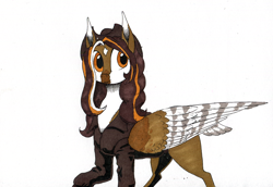 Size: 1280x879 | Tagged: safe, artist:darkhestur, oc, oc:fairchild, pegasus, pony, clothes, female, folded wings, gift art, hat, jacket, leather, leather jacket, marker drawing, simple background, traditional art, white background, wings