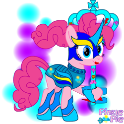 Size: 3600x3600 | Tagged: safe, artist:fanvideogames, pinkie pie, g4, armor, armored pony, female, high res, looking at you, simple background, solo, transparent background