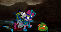 Size: 1234x648 | Tagged: safe, artist:fanvideogames, pinkie pie, princess flurry heart, alicorn, earth pony, mouse, pig, pony, g4, angry birds, angry birds toons, armor, armored pony, baby, baby pony, disney, female, foreman pig, green pig, male, mickey mouse, minnie mouse