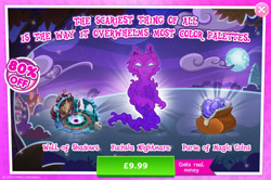 Size: 1961x1301 | Tagged: safe, gameloft, idw, nightmare forces, g4, my little pony: magic princess, advertisement, costs real money, english, idw showified, introduction card, magic coins, mobile game, nightmare creature, numbers, sale, solo, text, unnamed character, unnamed nightmare forces