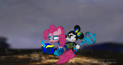 Size: 1228x651 | Tagged: safe, artist:fanvideogames, pinkie pie, g4, armor, armored pony, crying, disney, female, minnie mouse