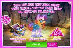 Size: 1960x1296 | Tagged: safe, gameloft, sunburst, nightmare forces, g4, my little pony: magic princess, advertisement, book, bush, costs real money, english, gem, glasses, horn, male, mobile game, nightmare creature, numbers, sale, solo, text, treasure chest