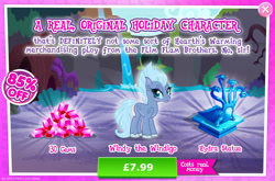 Size: 1957x1295 | Tagged: safe, gameloft, idw, windy the windigo, hydra, windigo, g4, my little pony: magic princess, advertisement, costs real money, english, female, gem, idw showified, introduction card, mare, mobile game, multiple heads, numbers, sale, solo, statue, suspiciously specific denial, text, unshorn fetlocks