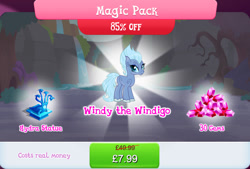 Size: 1268x858 | Tagged: safe, gameloft, idw, windy the windigo, hydra, windigo, g4, my little pony: magic princess, bundle, costs real money, english, female, gem, idw showified, magic pack, mare, mobile game, multiple heads, numbers, sale, solo, statue, suspiciously specific denial, text, unshorn fetlocks