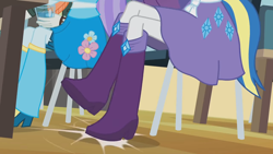 Size: 1280x720 | Tagged: safe, screencap, rarity, human, equestria girls, g4, boots, boots shot, legs, pictures of legs, raised leg, shoes, stomping, wondercolts, wondercolts uniform