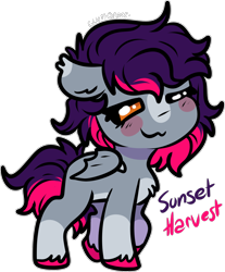 Size: 1092x1320 | Tagged: safe, artist:sexygoatgod, oc, oc only, oc:sunset harvest, bat pony, pony, adoptable, chibi, cute, female, mare, simple background, transparent background, unshorn fetlocks