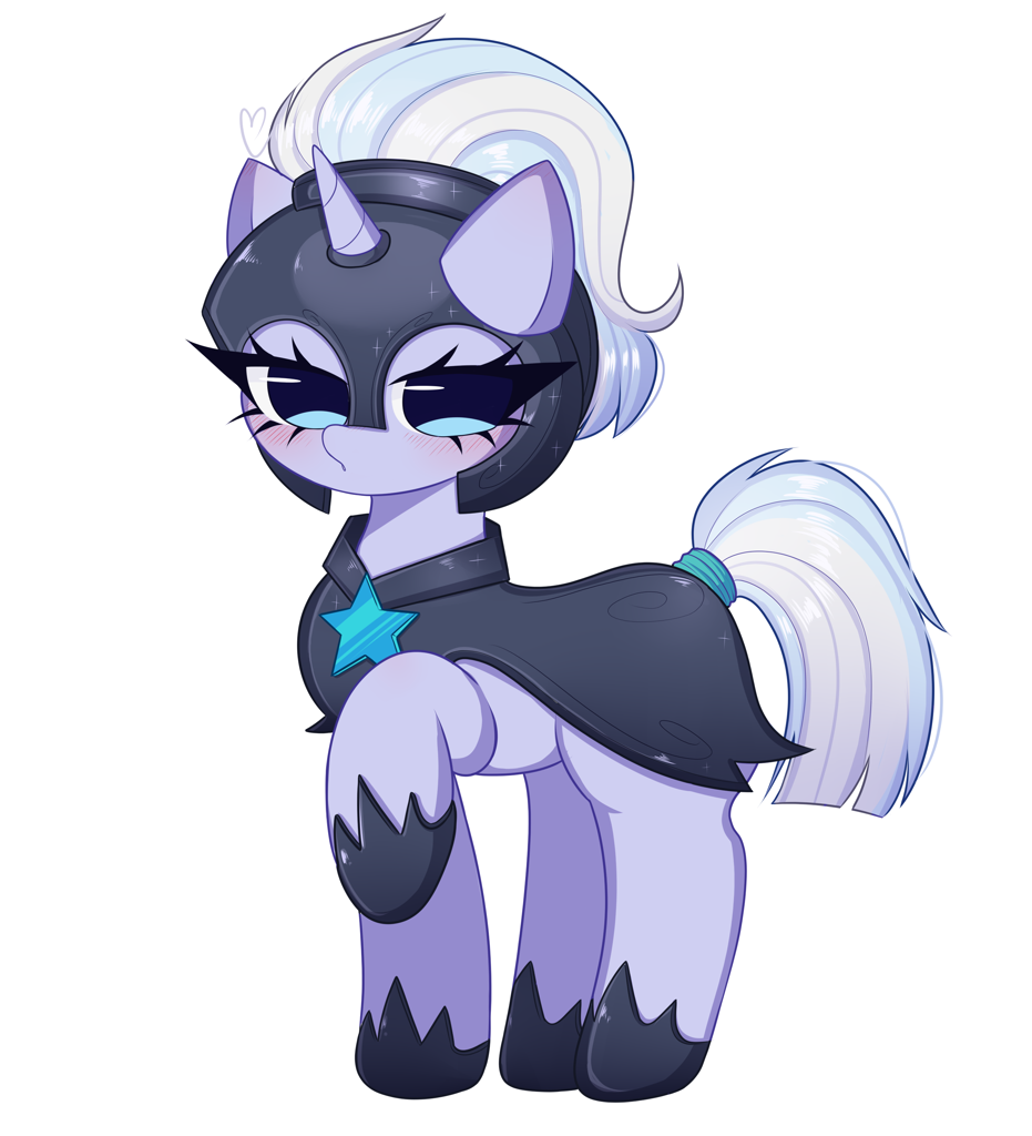 [armor,commission,cute,female,mare,pony,raised hoof,royal guard,safe,simple background,solo,unicorn,white background,guardsmare,silver sable,artist:arwencuack]