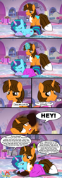 Size: 3043x8631 | Tagged: safe, artist:ejlightning007arts, misty brightdawn, oc, oc:ej, alicorn, fox, fox pony, hybrid, pony, unicorn, g4, g5, my little pony: make your mark, my little pony: make your mark chapter 4, spoiler:g5, spoiler:my little pony: make your mark chapter 4, blanket, canon x oc, coat markings, colored horn, colored wings, comic, crystal brighthouse, cute, ejbetes, ejmisty, falling, female, g5 to g4, generation leap, grammar error, horn, magic, magic aura, male, mare, mistybetes, one eye closed, sleeping, smiling, socks (coat markings), speech bubble, stallion, tucking in, watermark, wings