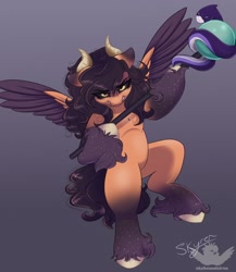 Size: 2000x2300 | Tagged: safe, artist:skyboundsiren, hybrid, pegasus, pony, snake, titan, spoiler:the owl house, bipedal, commission, female, high res, luz noceda (the owl house), mare, palisman, ponified, shapeshifter, snakeshifter, solo, spoilers for another series, staff, stringbean, the owl house, titan luz