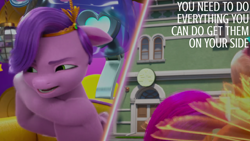 Size: 2000x1125 | Tagged: safe, edit, edited screencap, editor:quoterific, screencap, pipp petals, sunny starscout, alicorn, pegasus, pony, ali-conned, g5, my little pony: make your mark, my little pony: make your mark chapter 2, spoiler:g5, spoiler:my little pony: make your mark, spoiler:my little pony: make your mark chapter 2, spoiler:mymc02e04, female, mare, race swap, sunnycorn