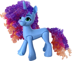 Size: 446x381 | Tagged: safe, misty brightdawn, pony, unicorn, 2024 franchise overview, g5, official, brushable, concave belly, female, mare, photo, rebirth misty, simple background, slender, solo, thin, toy, transparent background