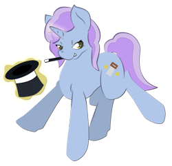 Size: 673x649 | Tagged: safe, artist:dougboard, oc, oc:partway mist, pony, unicorn, female, hat, magic, mare, mouth hold, simple background, solo, top hat, transparent background