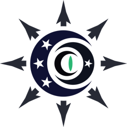 Size: 894x894 | Tagged: safe, artist:tikibat, fanfic:iron hearts, chaos, crossover, eye, logo, moon, no pony, simple background, stars, transparent background