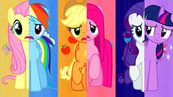 Size: 1332x750 | Tagged: safe, edit, edited screencap, editor:incredibubbleirishguy, screencap, applejack, fluttershy, pinkie pie, rainbow dash, rarity, twilight sparkle, earth pony, pegasus, pony, unicorn, g4, magical mystery cure, alternate scenario, cutie mark background, magical mystery cure 10th anniversary, mane six, pinkamena diane pie, unicorn twilight, what my cutie mark is telling me