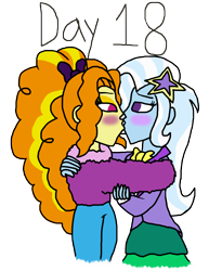 Size: 3000x3659 | Tagged: safe, artist:horroraceman93, adagio dazzle, trixie, human, equestria girls, g4, alternate clothes, duo, female, high res, kiss on the lips, kissing, lesbian, shipping, simple background, transparent background, triagio