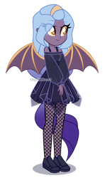 Size: 1350x2282 | Tagged: safe, artist:skyfallfrost, oc, oc only, oc:dozinette melancholia, human, equestria girls, g4, bat wings, clothes, dress, female, fishnet stockings, simple background, solo, transparent background, wings