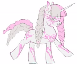Size: 2048x1738 | Tagged: safe, artist:digidollzz, oc, oc only, pony, unicorn, heart, side view, simple background, smiling, solo, white background
