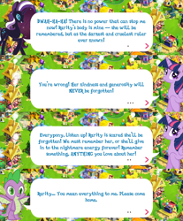 Size: 2045x2465 | Tagged: safe, gameloft, idw, nightmare rarity, spike, twilight sparkle, alicorn, dragon, pony, unicorn, g4, my little pony: magic princess, claws, cute, dialogue, dialogue box, dragon wings, english, event, female, folded wings, high res, horn, idw showified, male, mare, mobile game, speech bubble, spread wings, text, twiabetes, twilight sparkle (alicorn), winged spike, wings