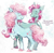 Size: 975x964 | Tagged: safe, artist:lutraviolet, minty, earth pony, pony, g3, g5, blushing, curly hair, dialogue, duo, duo female, eyes closed, female, friendship, g3 to g5, generation leap, generational ponidox, happy, mare, raised hoof, self paradox, self ponidox, signature, smiling, tail, toy interpretation, unshorn fetlocks