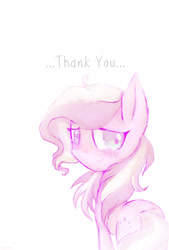 Size: 677x1000 | Tagged: dead source, safe, artist:twilytrinky, diamond tiara, earth pony, pony, g4, female, filly, foal, looking at you, looking back, looking back at you, messy mane, monochrome, simple background, smiling, solo, teary eyes, thank you, white background