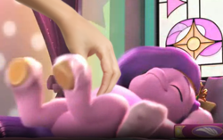 Size: 605x380 | Tagged: safe, edit, edited screencap, screencap, pipp petals, pegasus, pony, a little horse, g5, my little pony: make your mark, my little pony: make your mark chapter 4, spoiler:g5, adorapipp, bellyrubs, cute, daaaaaaaaaaaw, female, hand on belly, mare, scratching