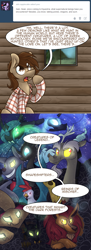 Size: 600x1649 | Tagged: safe, artist:supernaturalismagic, discord, nightmare moon, queen chrysalis, changeling, changeling queen, cockatrice, diamond dog, draconequus, earth pony, hydra, manticore, pony, timber wolf, tumblr:supernaturalismagic, g4, ask, comic, crossover, glowing, glowing eyes, male, multiple heads, ponified, sam winchester, stallion, supernatural