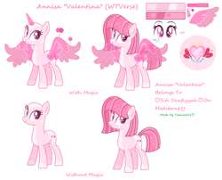 Size: 2256x1820 | Tagged: safe, artist:nocturnal-moonlight, artist:teahie821, oc, oc only, oc:annisa trihapsari, alicorn, earth pony, pony, earth pony oc, female, heart, magic, mare, reference sheet, simple background, t, white background