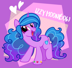 Size: 1148x1094 | Tagged: safe, artist:yokokinawa, izzy moonbow, pony, unicorn, g4, g5, abstract background, cute, female, floating heart, g5 to g4, generation leap, heart, izzybetes, mare, open mouth, open smile, smiling, solo