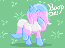 Size: 586x436 | Tagged: safe, artist:anonymous, oc, oc only, oc:boop here, earth pony, pony, pony town, boop, ms paint, pride month, self-boop, solo, transgender, transgender pride flag