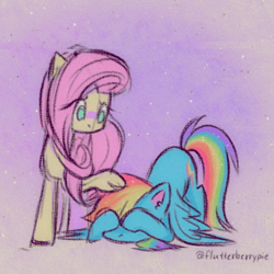 Size: 576x576 | Tagged: safe, artist:flutterberrypie, fluttershy, rainbow dash, pegasus, pony, g4, the crystalling, comforting, covering eyes, covering face, cute, despair, double facehoof, duo, duo female, eyes closed, face down ass up, facehoof, female, frown, head pat, lesbian, mare, pat, petting, raised hoof, sad, ship:flutterdash, shipping, signature, snow, snowfall, spread wings, wings