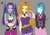 Size: 1240x874 | Tagged: safe, artist:himuhino, adagio dazzle, aria blaze, sonata dusk, human, equestria girls, g4, blushing, eyes closed, lidded eyes, the dazzlings