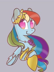 Size: 3072x4096 | Tagged: safe, artist:twiliset, rainbow dash, pegasus, pony, g4, the best night ever, clothes, cute, dress, gala dress, gray background, happy, looking at you, simple background, smiling, smiling at you, solo