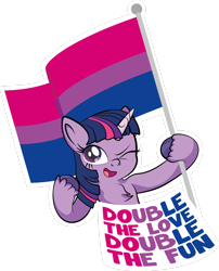 Size: 1920x2377 | Tagged: safe, artist:alexdti, twilight sparkle, pony, g4, bilight sparkle, bisexual pride flag, one eye closed, pride, pride flag, simple background, solo, transparent background, wink