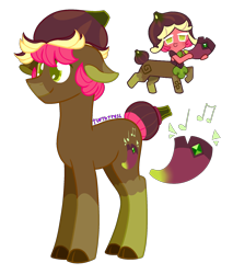 Size: 1700x2000 | Tagged: safe, artist:turtle trash, pony, taur, cloven hooves, cookie run, crossover, fig cookie, hat, male, ponified, simple background, solo, transparent background