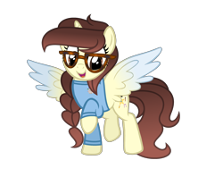 Size: 2753x2185 | Tagged: safe, artist:darbypop1, oc, oc only, oc:darby, alicorn, pony, alicorn oc, atg 2023, clothes, female, glasses, high res, horn, mare, newbie artist training grounds, shirt, simple background, solo, transparent background, wings