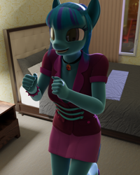 Size: 1296x1620 | Tagged: safe, artist:stellarator, sonata dusk, anthro, unguligrade anthro, comic:we will be adored, g4, 3d, blender, blender cycles, comic, cycles render, excited, female, happy, solo