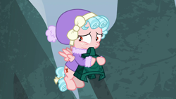Size: 1280x720 | Tagged: safe, screencap, cozy glow, pegasus, pony, frenemies (episode), g4, bell, clothes, cozybetes, cute, grogar's bell, solo, winter outfit