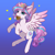 Size: 600x600 | Tagged: safe, artist:lailyren, princess flurry heart, alicorn, pony, g4, colored eyebrows, colored eyelashes, colored pinnae, cute, ear fluff, eyeshadow, female, floating heart, flurrybetes, food, gradient background, heart, heart eyes, jewelry, looking at you, makeup, mare, mouth hold, muffin, older, older flurry heart, solo, spread wings, tiara, wingding eyes, wings