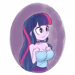 Size: 2048x2048 | Tagged: safe, artist:stammis, twilight sparkle, human, equestria girls, g4, bare shoulders, big breasts, breasts, busty twilight sparkle, choker, cleavage, female, high res, solo, strapless, tube top