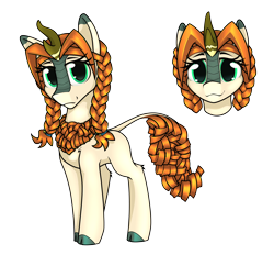 Size: 6880x6380 | Tagged: safe, artist:dacaoo, oc, oc only, kirin, braid, cloven hooves, curly hair, kirin oc, looking at you, simple background, smiling, solo, transparent background