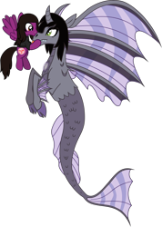 Size: 3282x4605 | Tagged: safe, artist:lightningbolt, derpibooru exclusive, pegasus, pony, siren, g4, .svg available, clothes, cloven hooves, curved horn, duo, duo male, fangs, fins, fish tail, flying, happy, horn, kellin quinn, kissing, looking at each other, looking at someone, male, nose piercing, pierce the veil, piercing, ponified, scales, shirt, show accurate, simple background, size difference, sleeping with sirens, slit pupils, smiling, spread wings, stallion, svg, t-shirt, tail, tongue out, transparent background, vector, vic fuentes, wings