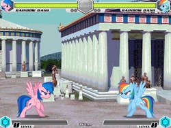 Size: 1080x810 | Tagged: safe, artist:tom artista, firefly, rainbow dash, pegasus, pony, fighting is magic, g1, g4, duo, fighting is magic extra stages, game, screenshots, temple