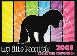 Size: 1104x799 | Tagged: safe, artist:wingedfantasy, earth pony, pony, 2008 my little pony fair, my little pony fair, g1, 2008, logo, silhouette, solo, sparkles, tail, text