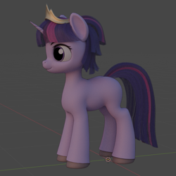 Size: 855x855 | Tagged: source needed, safe, anonymous artist, twilight sparkle, pony, unicorn, g4, 3d, 3d model, crown, jewelry, regalia, solo, unicorn twilight, wip