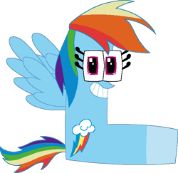 Size: 648x631 | Tagged: safe, artist:worldofcaitlyn, part of a set, rainbow dash, g4, alphabet lore, crossover, explanation in the description, female, l (letter), simple background, smiling, solo, transparent background, wings