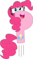 Size: 505x885 | Tagged: safe, artist:worldofcaitlyn, part of a set, pinkie pie, g4, alphabet lore, crossover, explanation in the description, female, happy, jumping, open mouth, p, pun, simple background, solo, transparent background